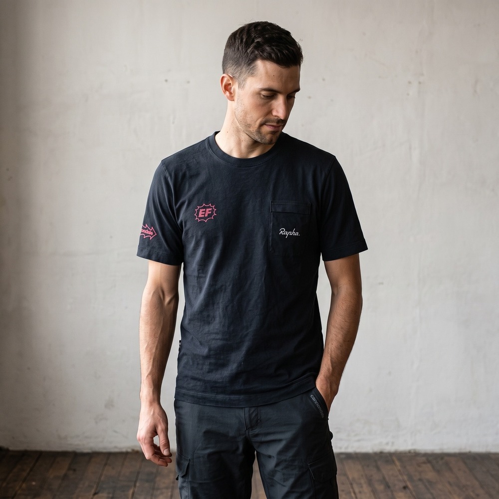 Rapha Mens EF Education-EasyPost Tee XL Black Pink Pocket Logo Sporty Gorpcore